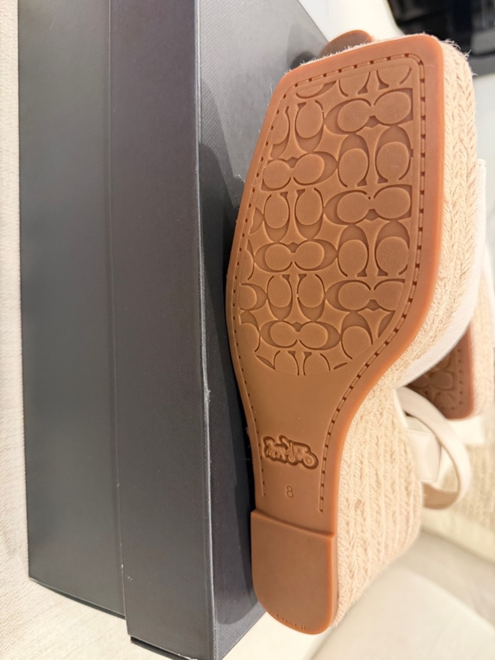 Coach Cream Espadrille Wedge Sandals with Ankle Strap - Picture 7 of 10